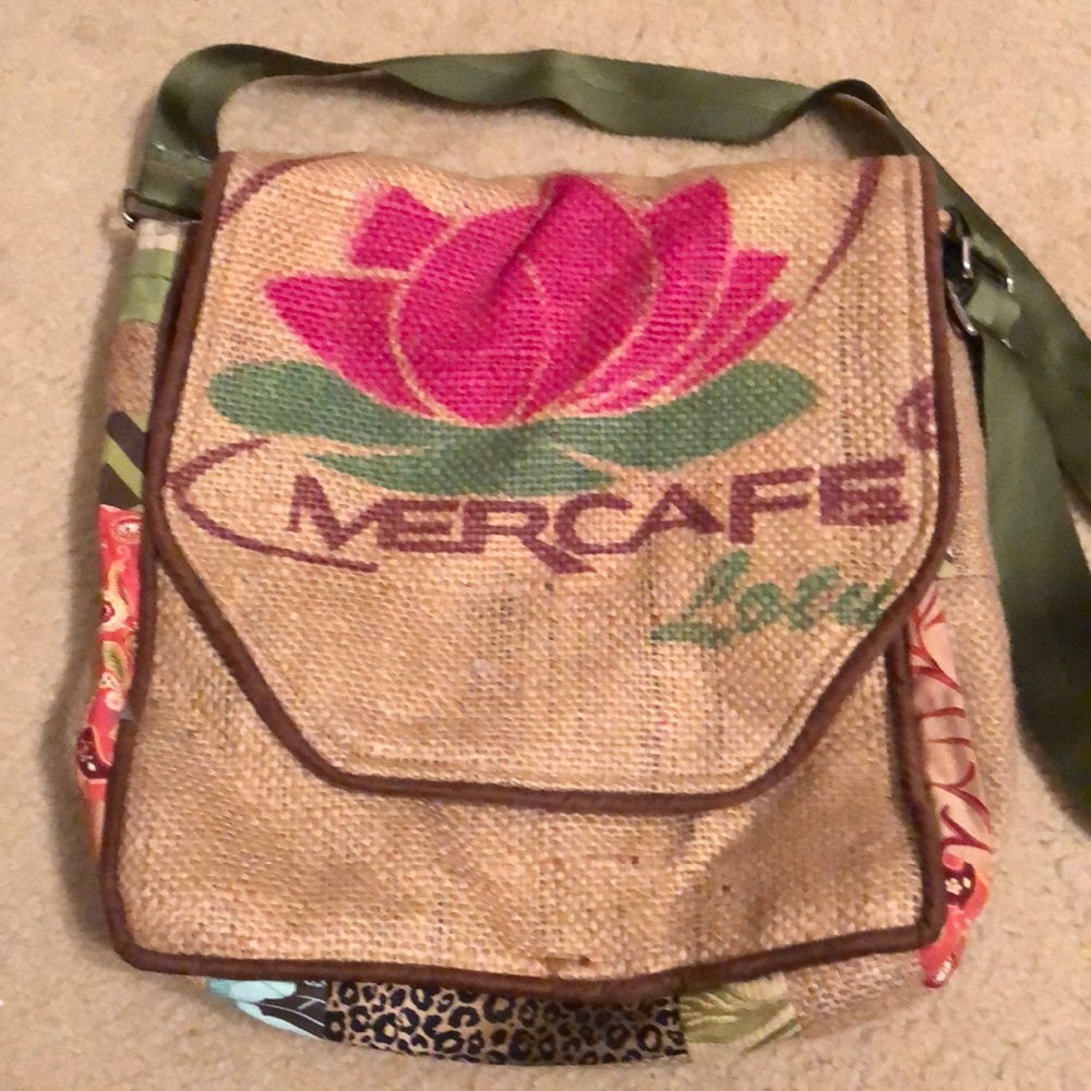 Handmade burlap tote